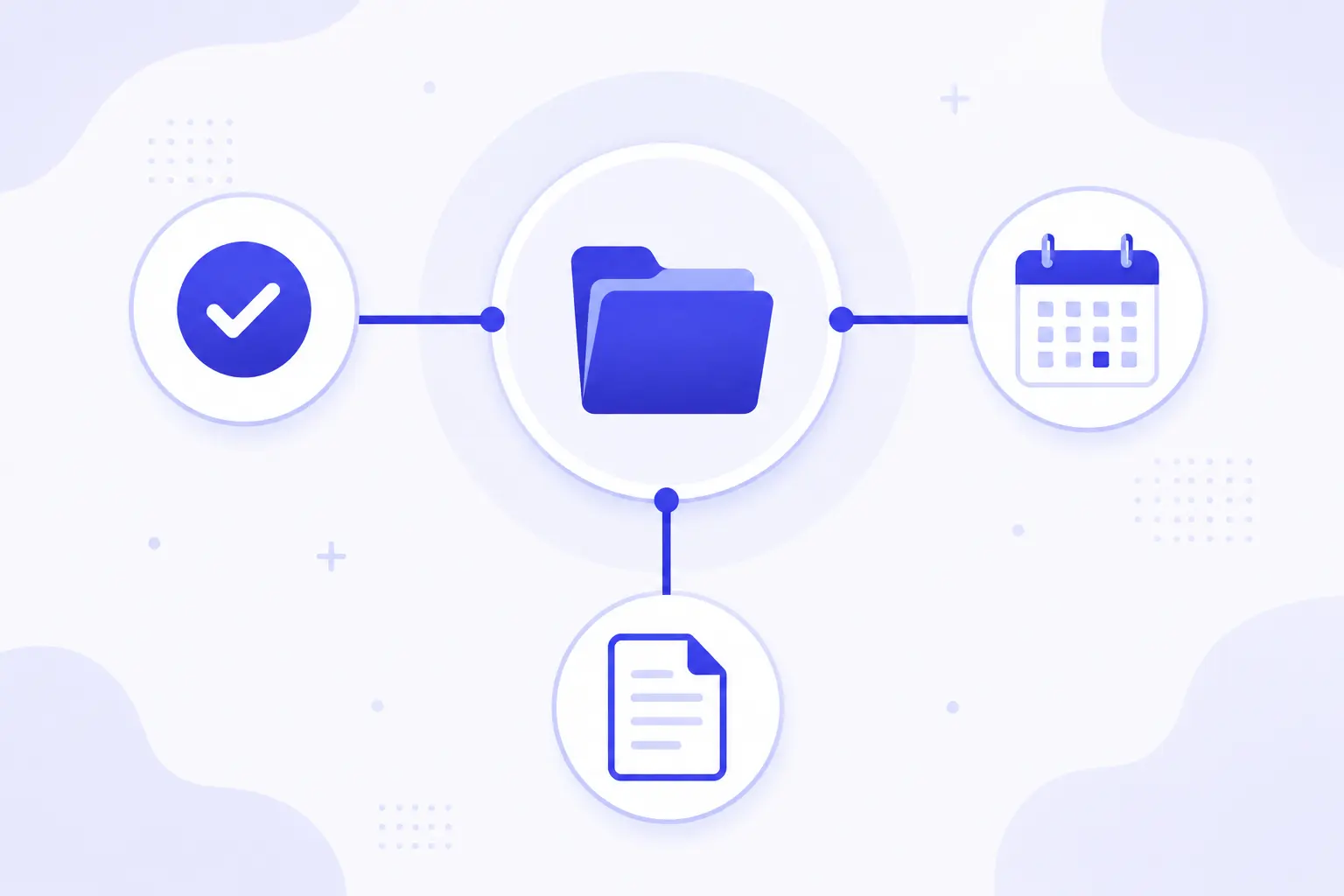 Project folder connected to tasks, calendar, and documents in one workspace
